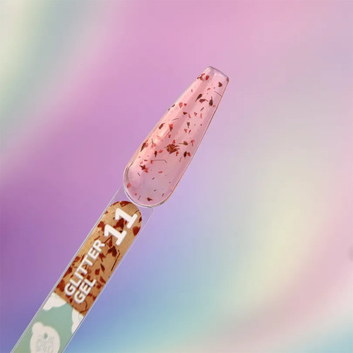 Żel przedłużający YOUARECUTE Glitter Gel 11 z suszonymi kwiatami pomarańczowymi 5 ml (469-5117-1452) - Фото №3
