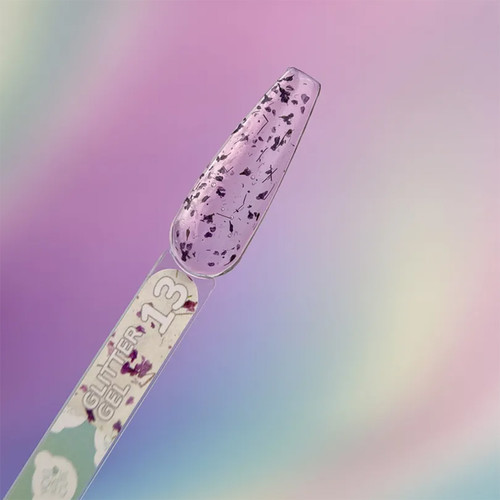 Żel przedłużający YOUARECUTE Glitter Gel 13 z ciemnoróżowymi suszonymi kwiatami 5 ml (469-5119-1454) - Фото №3