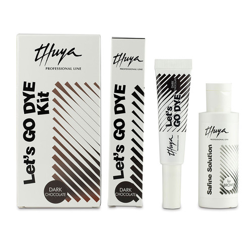 Zestaw do koloryzacji brwi Thuya Let's Go Dye kit Dark Chocolate bez oksydantu z solą fizjologiczną 50 ml - Фото №1