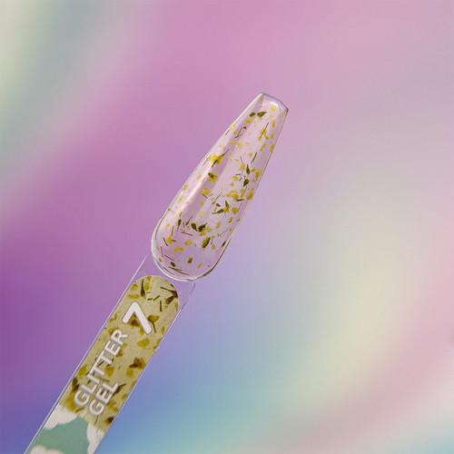 Żel przedłużający YOUARECUTE Glitter Gel 7 z żółtymi suszonymi kwiatami 5 ml (469-5113-1448) - Фото №3