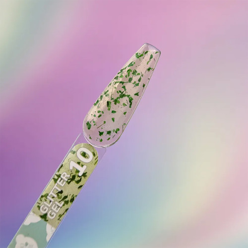 Żel przedłużający YOUARECUTE Glitter Gel 10 z zielonymi suszonymi kwiatami 5 ml (469-5116-1451) - Фото №3