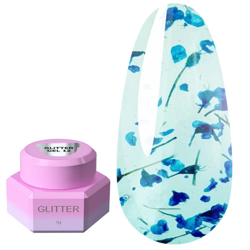 Żel przedłużający YOUARECUTE Glitter Gel 12 z ciemnoniebieskimi suszonymi kwiatami 5 ml (469-5118-1453) - Фото №1