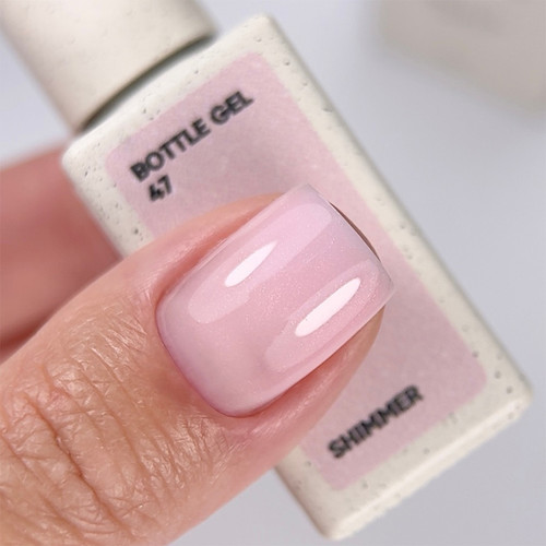 Żel przedłużający NAILSOFTHEDAY Bottle gel 47 chłodny róż z połyskiem 10 ml - Фото №4