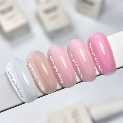 Żel przedłużający NAILSOFTHEDAY Bottle gel 47 chłodny róż z połyskiem 10 ml - Фото №5