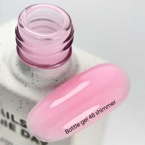 Żel przedłużający NAILSOFTHEDAY Bottle gel 48 intensywny róż z połyskiem 10 ml - Фото №3
