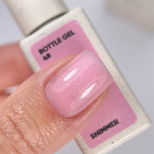 Żel przedłużający NAILSOFTHEDAY Bottle gel 48 intensywny róż z połyskiem 10 ml - Фото №4