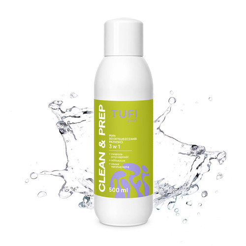 Płyn do odtłuszczania paznokci TUFI profi CLEAN & PREP 3w1 500 ml - Фото №2