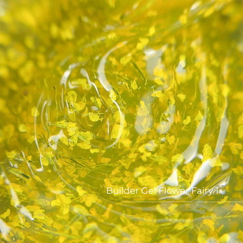 Żel budujący Crystal Builder Gel Flower Fairy 1 z żółtymi suszonymi kwiatami 30 ml - Фото №2