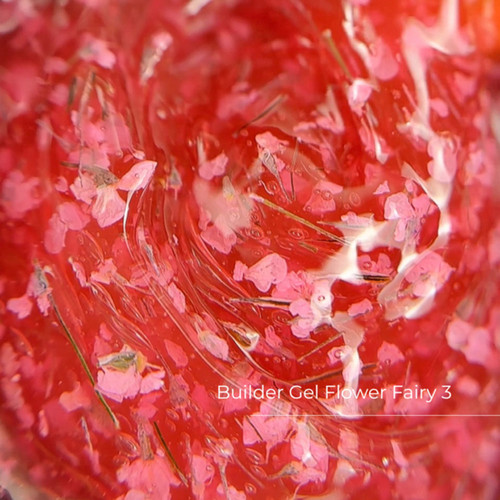 Żel budujący Crystal Builder Gel Flower Fairy 3 z jasnoczerwonymi suszonymi kwiatami 30 ml - Фото №2
