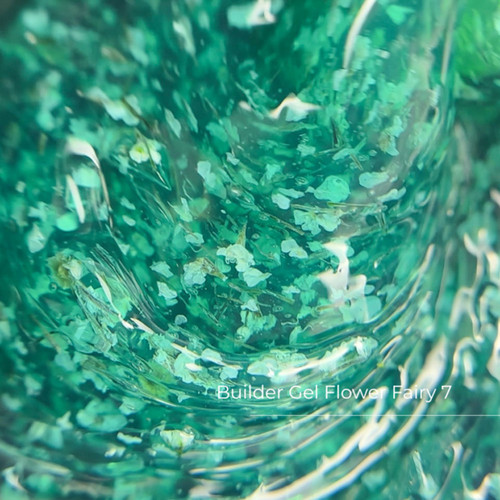 Гель для наращивания Crystal Builder Gel Flower Fairy 7 с бирюзовыми сухоцветами 30 мл - Фото №2