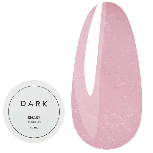 Gel for extensions Dark Smart Builder gel 34 pink with shimmer 15 ml - Фото №1