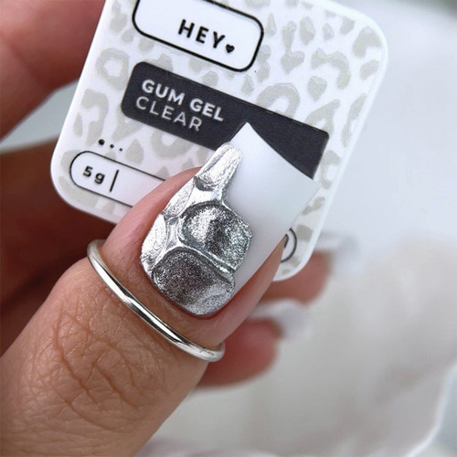 Zel gumowy do zdobień paznokci HEYLOVE Gum Gel Clear 5 g - Фото №5