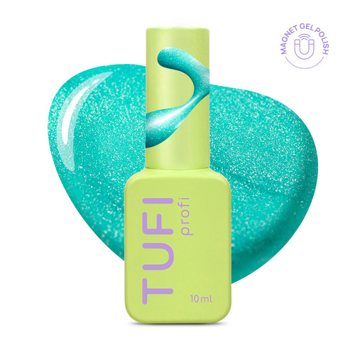 Gel polish TUFI profi NEON CAT EYE 53 Electric neon turquoise 10 ml (0334058) - Фото №1