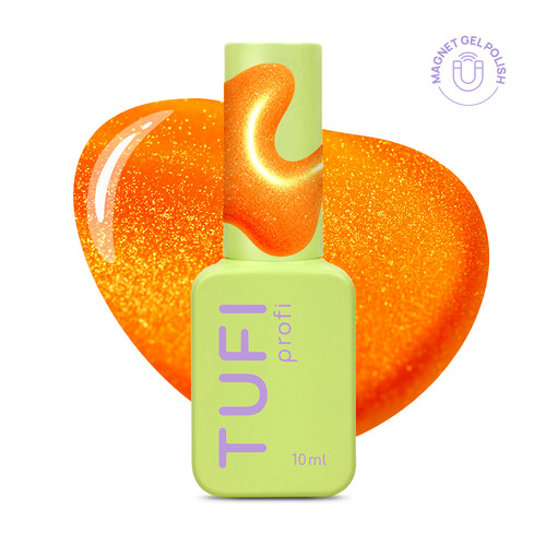Gel polish TUFI Profi NEON CAT EYE 54 Charge neon orange 10 ml (0334059) - Фото №1