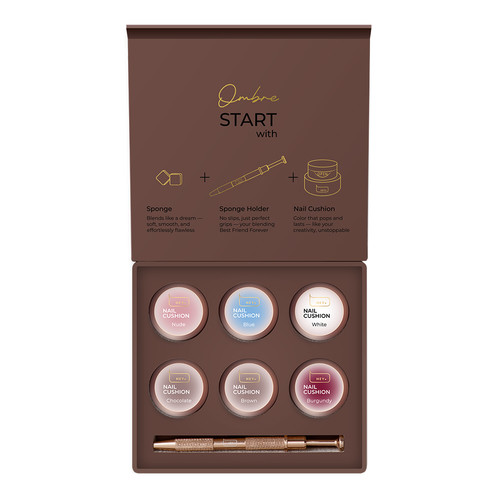 Zestaw farb żelowych i akcesoriów do ombre HEYLOVE Brown 6 szt. - Фото №1
