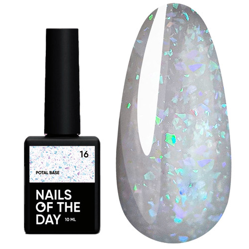 SALE База NAILSOFTHEDAY Potal №16 молочный с разноцветной поталью 10 мл - Фото №1