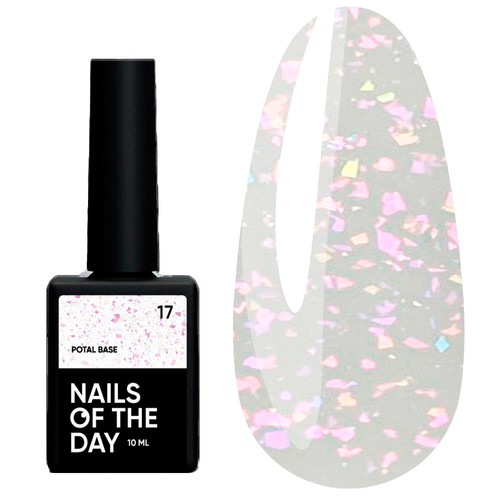 SALE База NAILSOFTHEDAY Potal №17 молочный с разноцветной поталью 10 мл - Фото №1