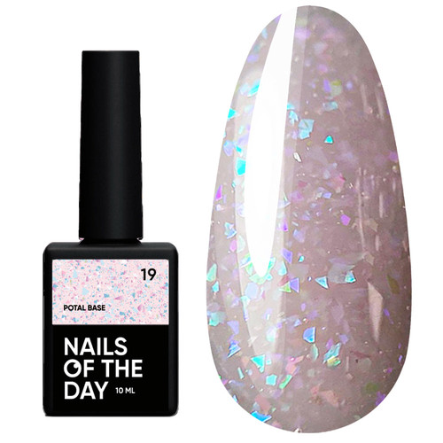 SALE База NAILSOFTHEDAY Potal №19 розовый с разноцветной поталью 10 мл - Фото №1