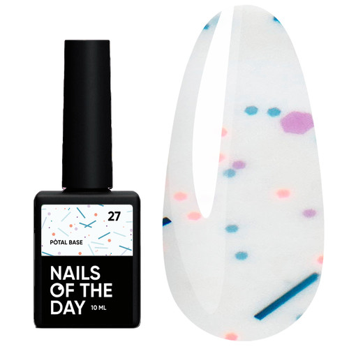 SALE База NAILSOFTHEDAY Potal №27 молочный с разноцветной поталью 10 мл - Фото №1