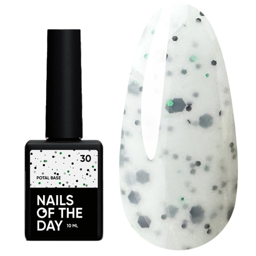 SALE База NAILSOFTHEDAY Potal №30 молочный с разноцветной поталью 10 мл - Фото №1