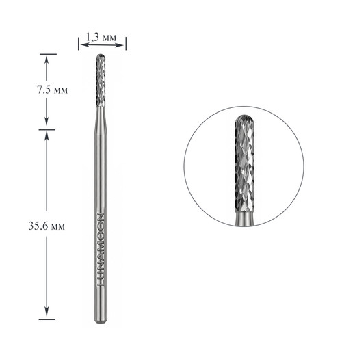 Frez do paznokci Lunamoon karbidowy do piłowania Mini niebieski 1,3 mm - Фото №1