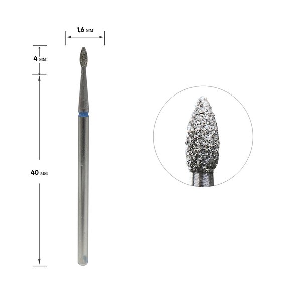 Freza diamentowa Staleks Pro Expert kropla niebieska średnica 1,6 mm / część robocza 4 mm