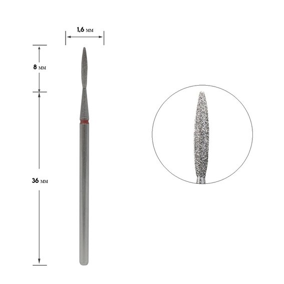 Freza diamentowa Staleks Pro Expert ognistoczerwona średnica 1,6 mm / część robocza 8 mm