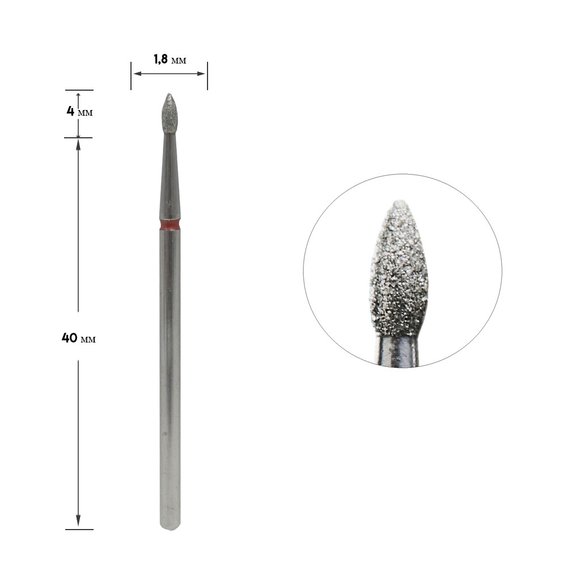Diamond cutter Staleks Pro Expert kidney sharp red diameter 1.8 mm / working part 4 mm