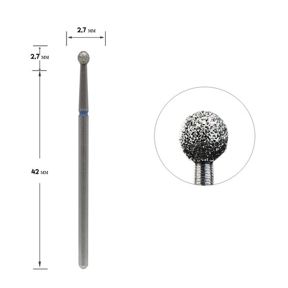 Freza diamentowa Staleks Pro Expert kulka niebieska średnica 2,7 mm