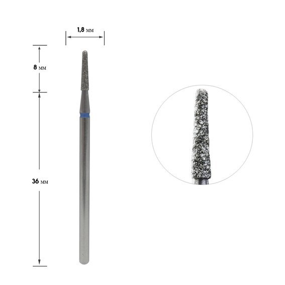 Freza diamentowa Staleks Pro Expert stożek ścięty niebieski średnica 1,8 mm / część robocza 8 mm
