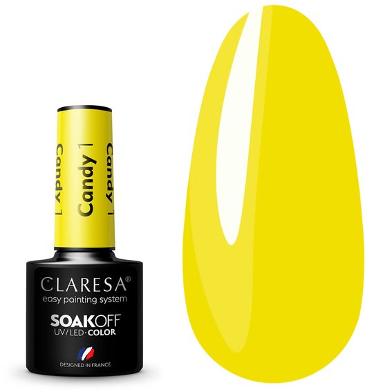 Lakier hybrydowy Claresa CANDY 1 żółty, 5 ml