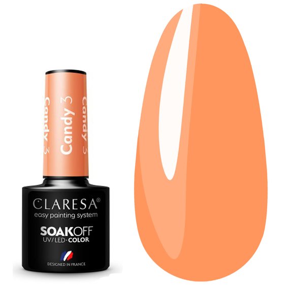 Lakier hybrydowy Claresa CANDY 3 koralowa pomarańcza, 5 ml