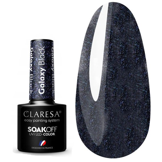 Гибридный лак для ногтей Claresa GALAXY черный, 5 мл