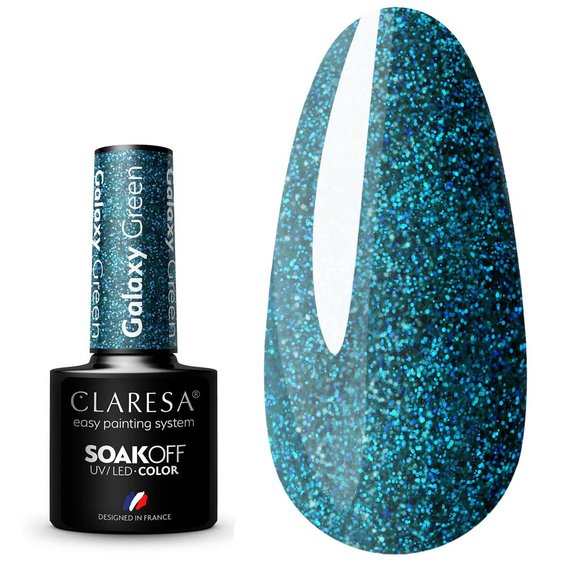 Гибридный лак для ногтей Claresa GALAXY зеленый, 5г