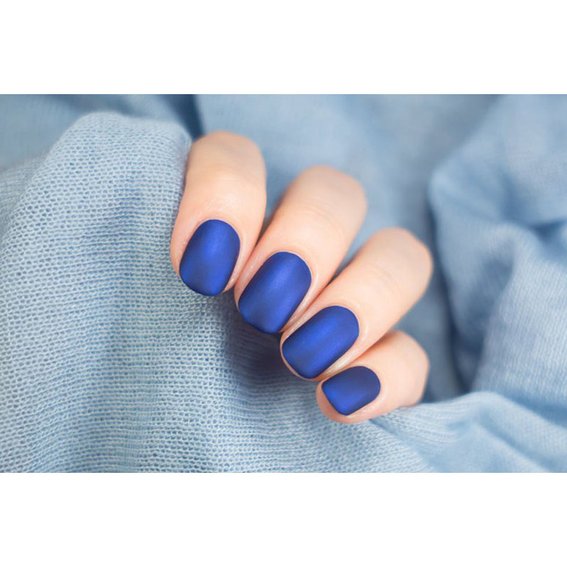 50 Matte Nail Polish Ideas | Art and Design | Nails design with  rhinestones, Blue nail art designs, Blue gel nails