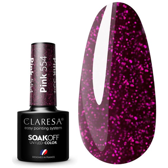 Lakier hybrydowy Claresa PINK 554 błyszcząca śliwka, 5 ml