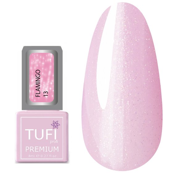 Гель-лак TUFI profi PREMIUM Flamingo 13 розовый лед с шиммером 8мл (0121304) - Фото №1
