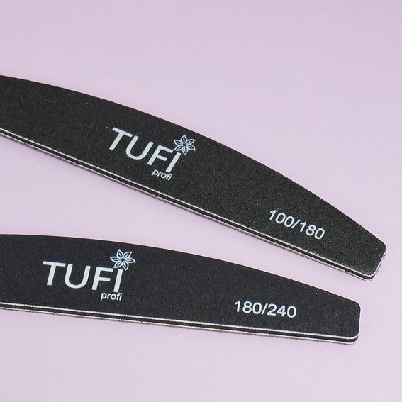 Half-round nail file TUFI profi  PREMIUM  black 100/180, 17.8 cm 1 pc (0122153) - Фото №3