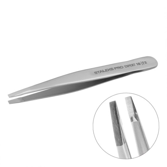 Пинцет для бровей Staleks Pro EXPERT 10 TYPE 2 (узкие прямые кромки)