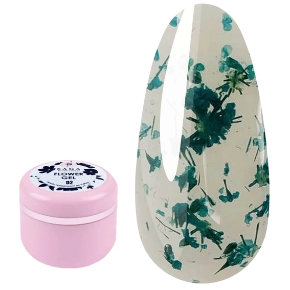 Dry flower gel Saga Flower Fairy Gel № 02 transparent with blue flowers