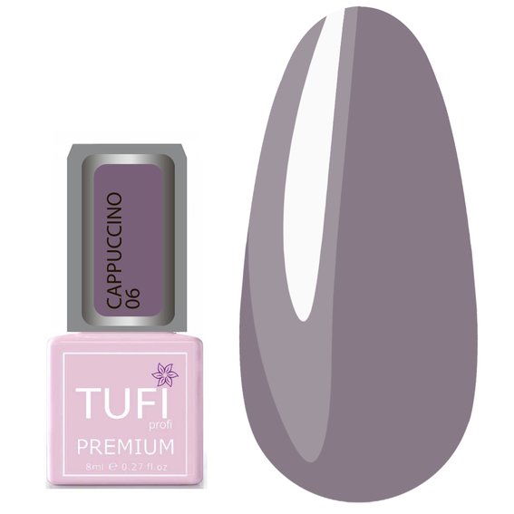 Gel polish TUFI profi  PREMIUM  Cappuccino 06 Gray purple 8 ml (0102588) - Фото №1
