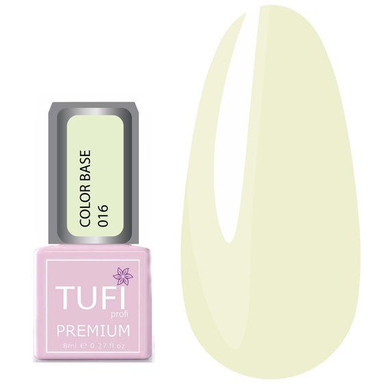 Color base TUFI profi  PREMIUM 016 Translucent pale yellow 8 ml (0103865) - Фото №1