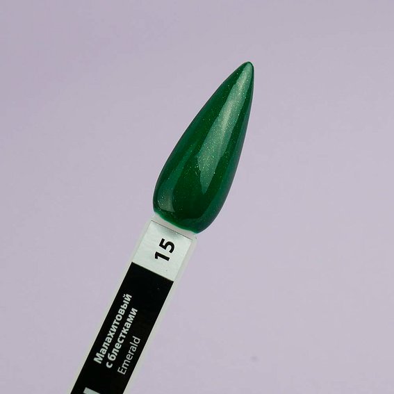 Gel polish TUFI profi PREMIUM Emerald 15 Shimmer Malachite with glitter 8 ml (0102534) - Фото №3