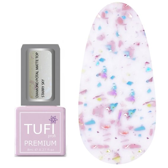 Топ TUFI profi PREMIUM Diamond Potal Matte Top матовый c поталью и шиммером звездное небо 8 мл (0125772) - Фото №1