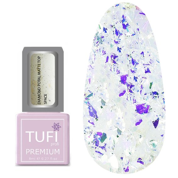 Top hybrydowy TUFI profi PREMIUM Diamond Potal Matte Top matowy z potalem i połyskiem kosmos 8 ml (0125770) - Фото №1