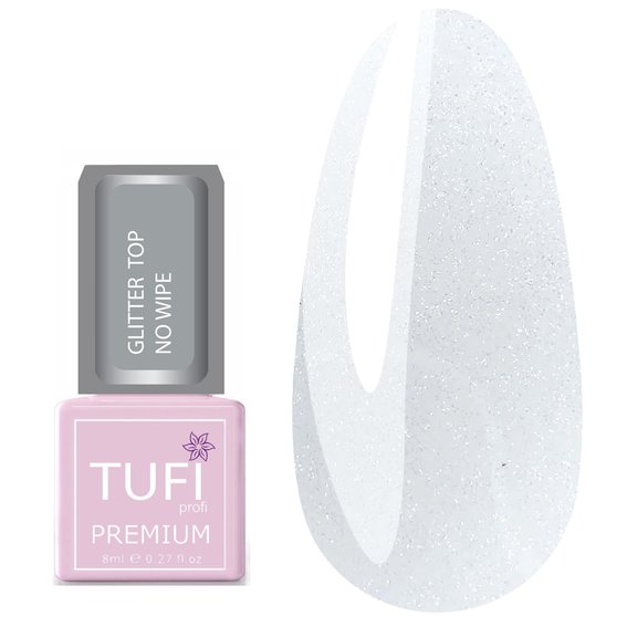 Топ TUFI profi PREMIUM Glitter Top No Wipe без липкого слоя с микроблеском 8 мл (0100375) - Фото №1