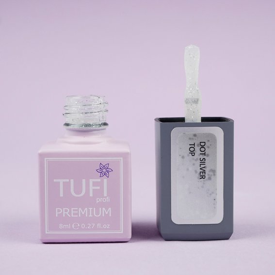 Топ TUFI profi PREMIUM Dot Silver Top c мелкой крошкой 8мл (0125775) - Фото №3