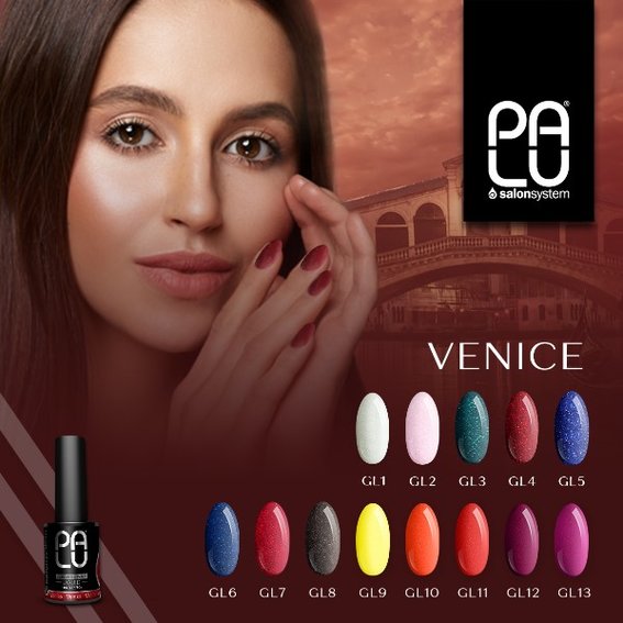 Lakier hybrydowy PALU Venice GL5 niebieski z połyskiem 11 ml - Фото №2