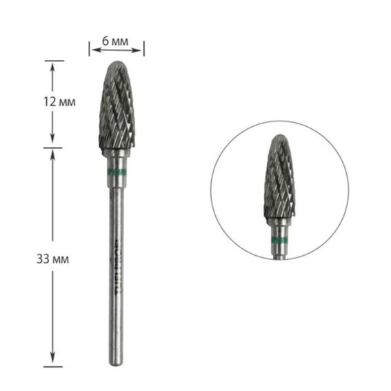Cutter for manicure TUFI profi PREMIUM carbide corn 092 01 green notch - Фото №1