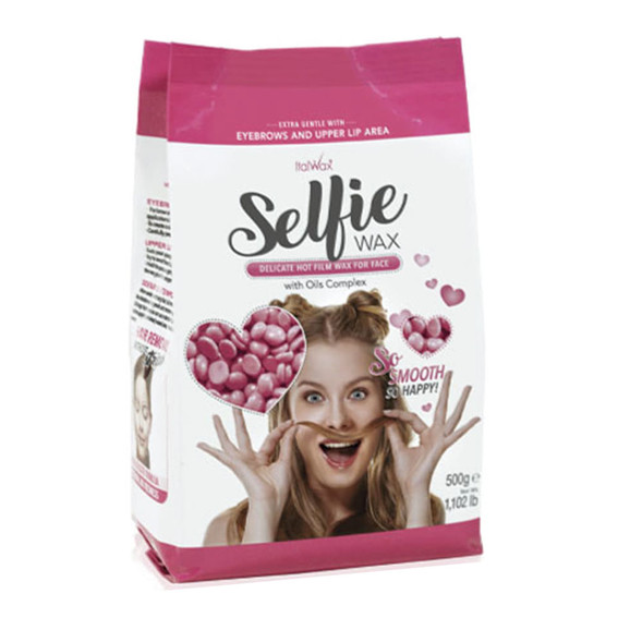 Delikatny wosk niskotemperaturowy do depilacji ITAL WAX twarzy z kompleksem olejków w dropsach Selfie Wax 500 g
